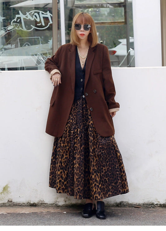 Leopard Print High Waist A-Line Skirt　X3550