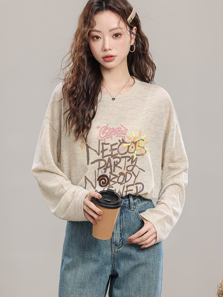 Loose Letter Print Tops　X3137