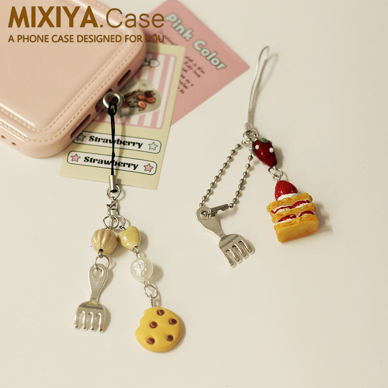 Cute dessert and fork  spoon pendant　X3069