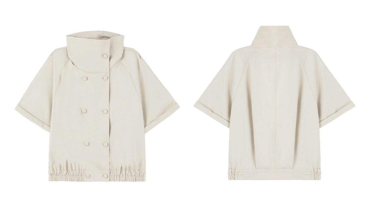 Double-Breasted Wide Silhouette Short-Sleeve Top　X3537