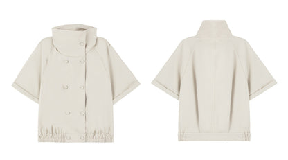 Double-Breasted Wide Silhouette Short-Sleeve Top　X3537