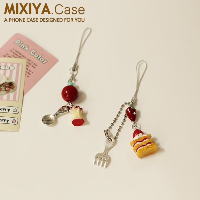 Cute dessert and fork  spoon pendant　X3069