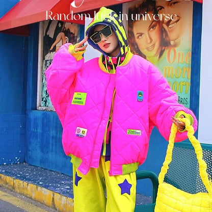 彩色拼接羽絨外套 X3463