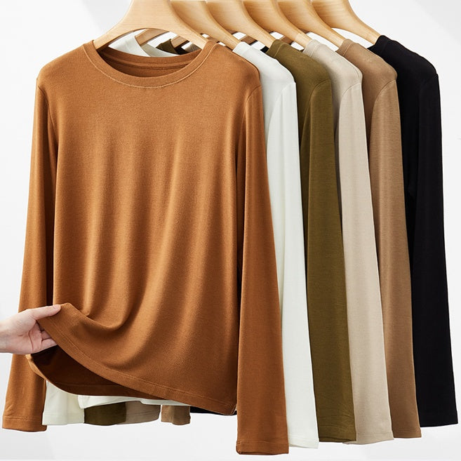 Round neck and half-high neck long sleeve T-shirt X3174