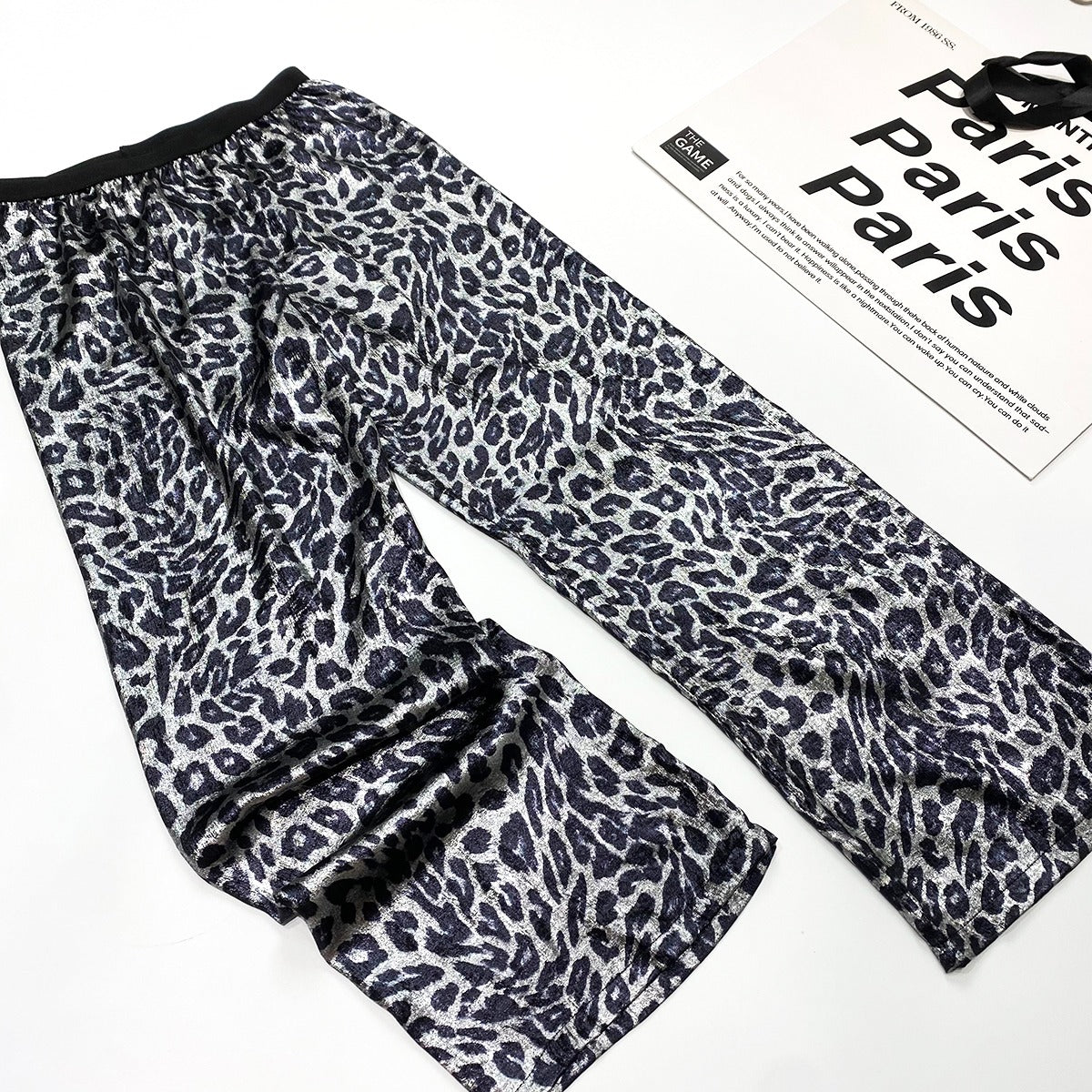 Pink Leopard Satin Wide Pants　X3416