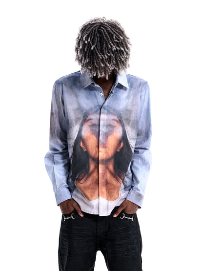 Portrait Print Long Sleeve Shirt X3693