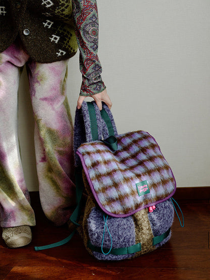 Fluffy Check Flap Backpack　X3713