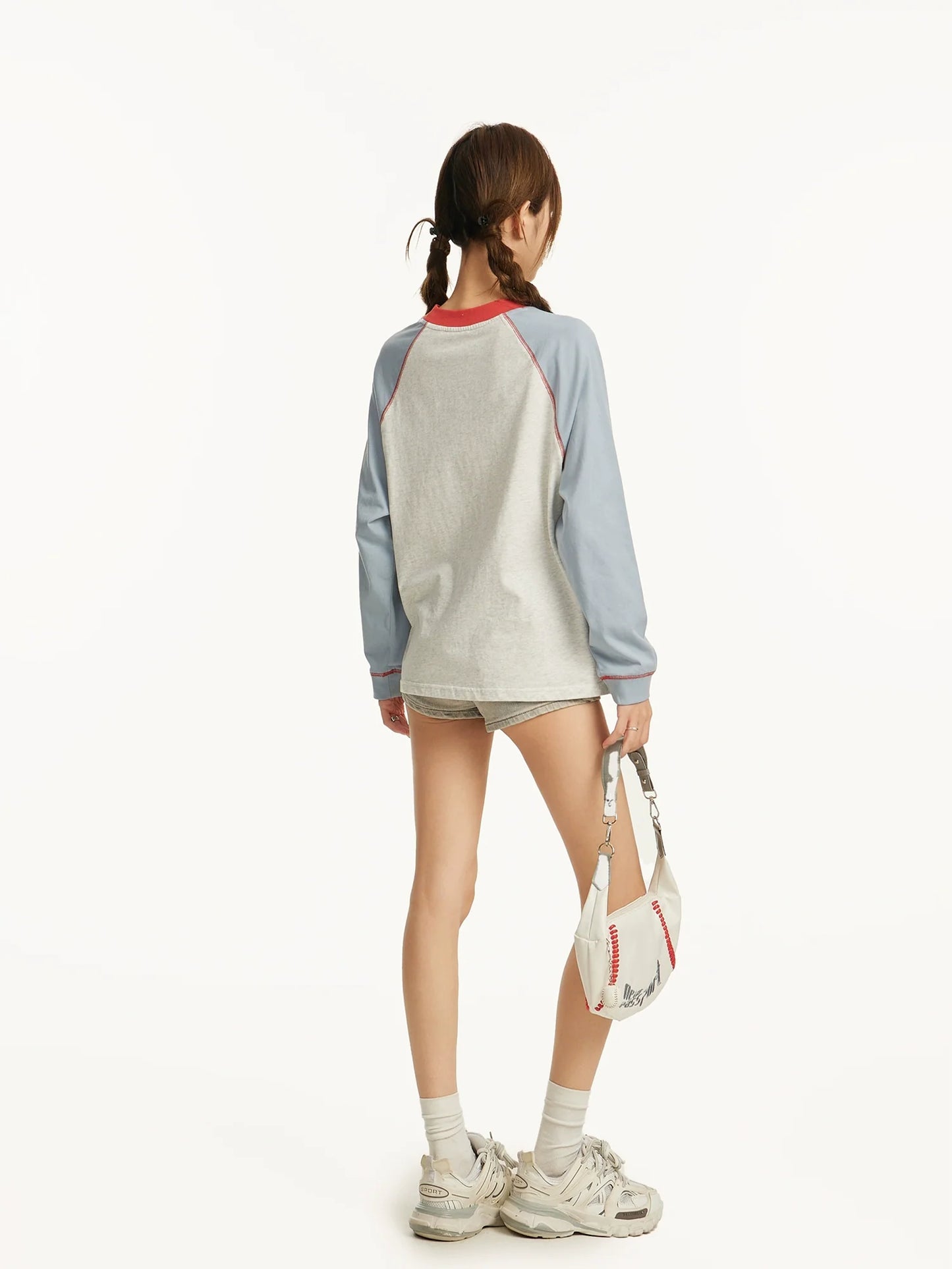 Raglan shoulders long-sleeved t-shirt　X3164