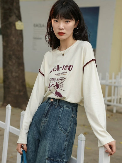 Design sleeve crew neck casual T-Shirt X3085