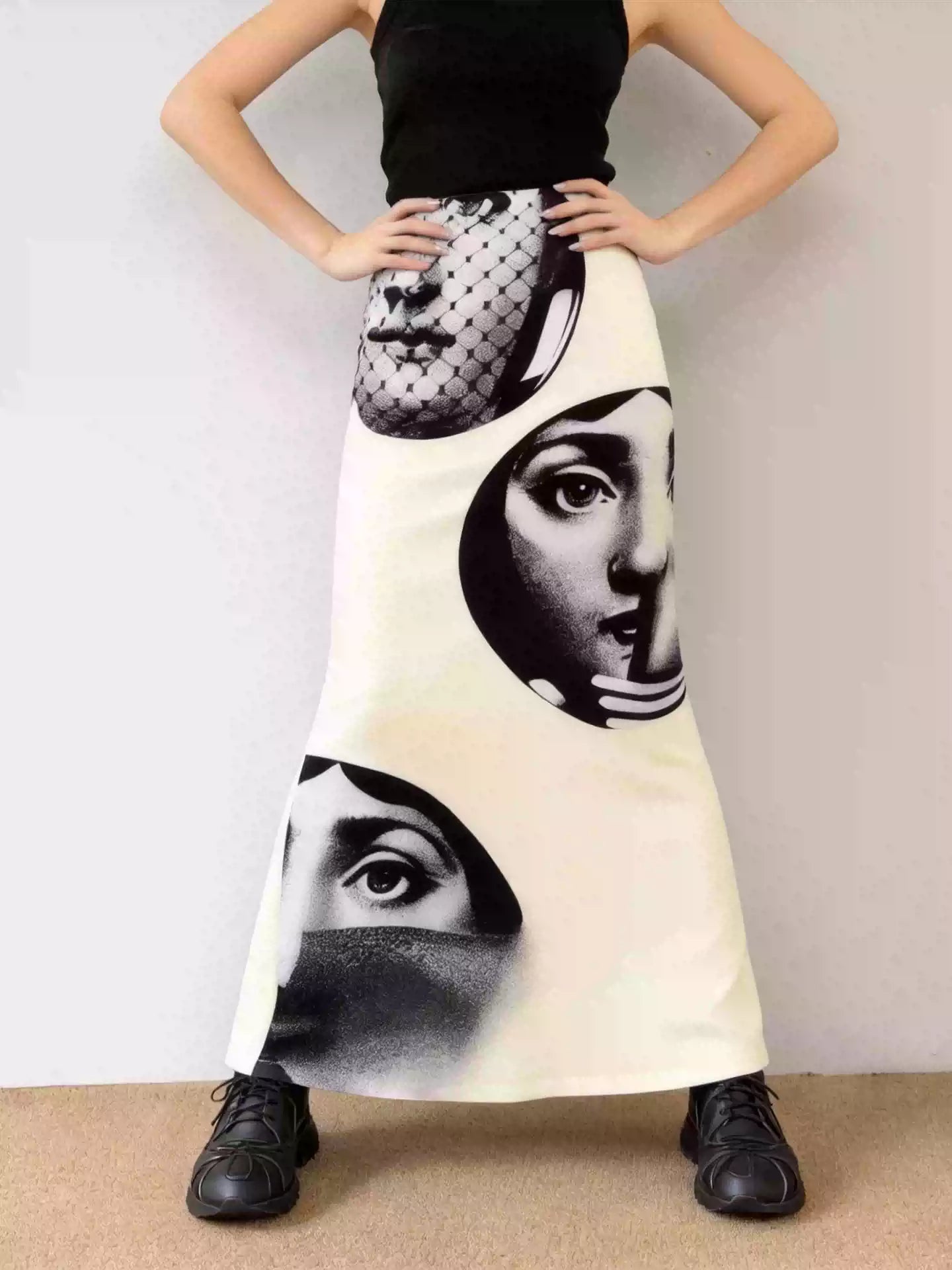 Art Face Print Mermaid Skirt X3553