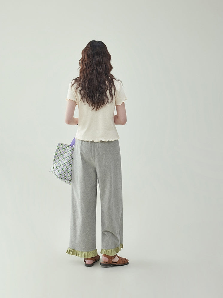 Frill Panel Wide-Leg Pants　X3230