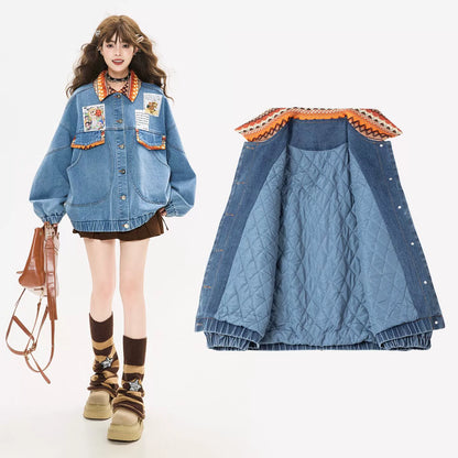 青春氣息緞帶細節牛仔夾克 X3447