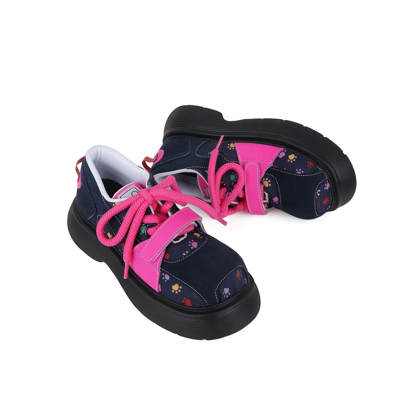 Graffiti Print Chunky Platform Lace-Up Shoes　X3477