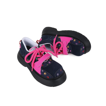 Graffiti Print Chunky Platform Lace-Up Shoes　X3477