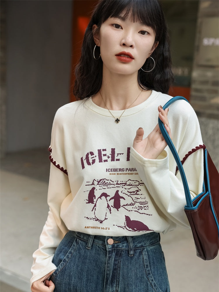 Design sleeve crew neck casual T-Shirt X3085