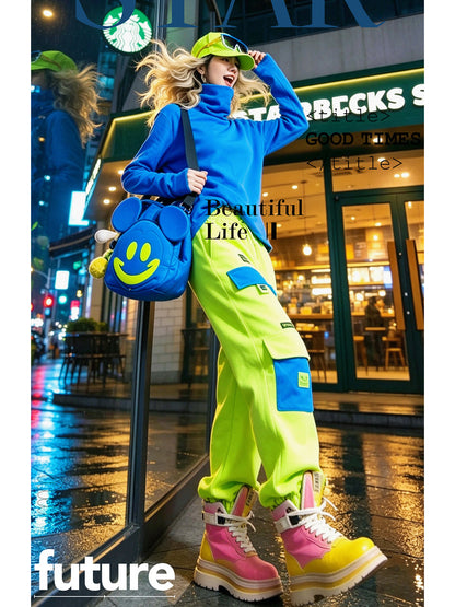 Neon Fleece-Lined Turtleneck Top　X3717