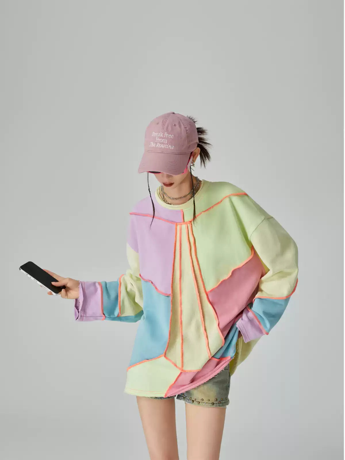 撞色街頭風上衣　X3545