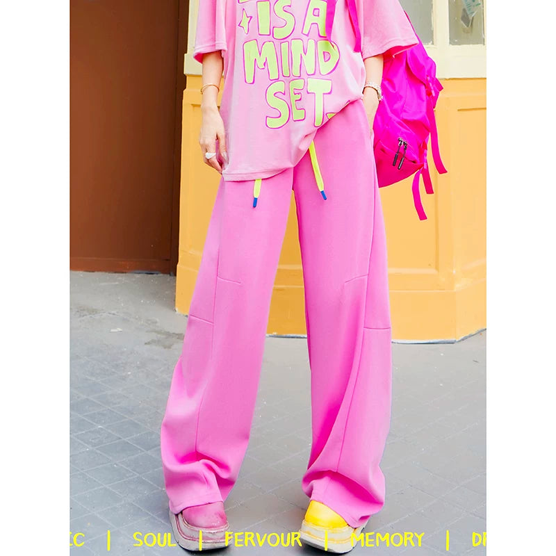 Dopamine Color Wide Straight Pants X3555