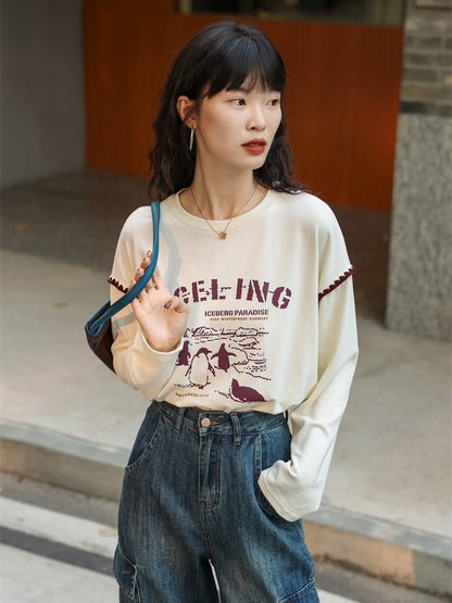 Design sleeve crew neck casual T-Shirt X3085