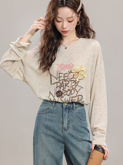 Loose Letter Print Tops　X3137