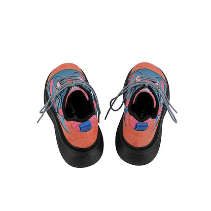 Colorblock Chunky Platform Lace-Up Shoes　X3482