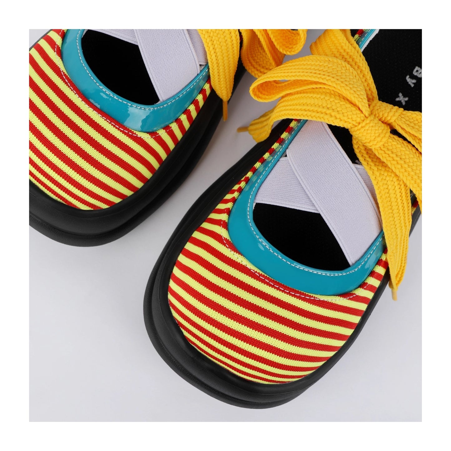 Colorblock Stripe Chunky Platform Lace-Up Shoes　X3481