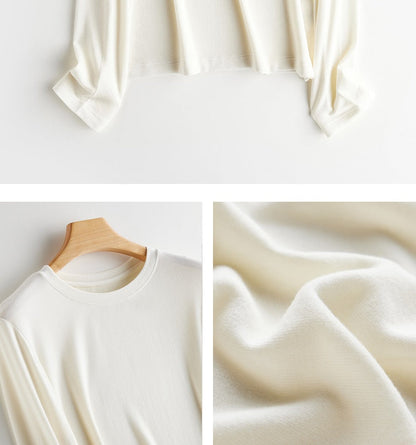 Round neck and half-high neck long sleeve T-shirt X3174