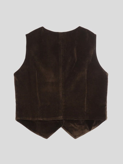 Gold shell button velvet vest X3103