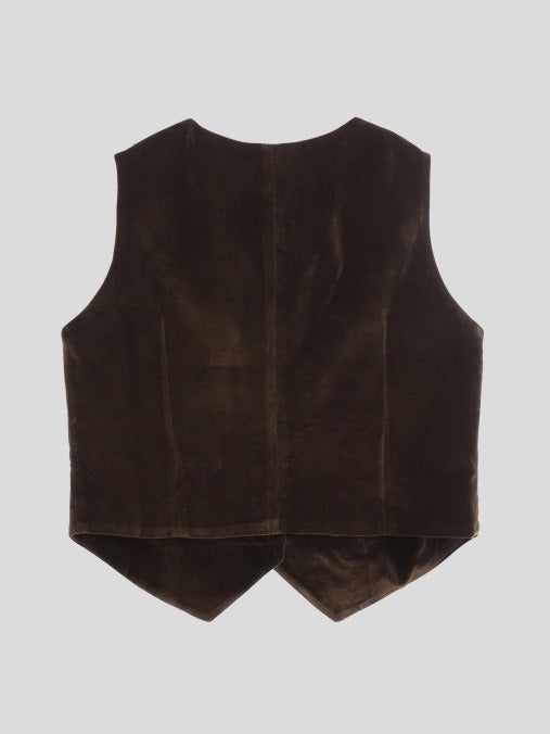 Gold shell button velvet vest　X3103