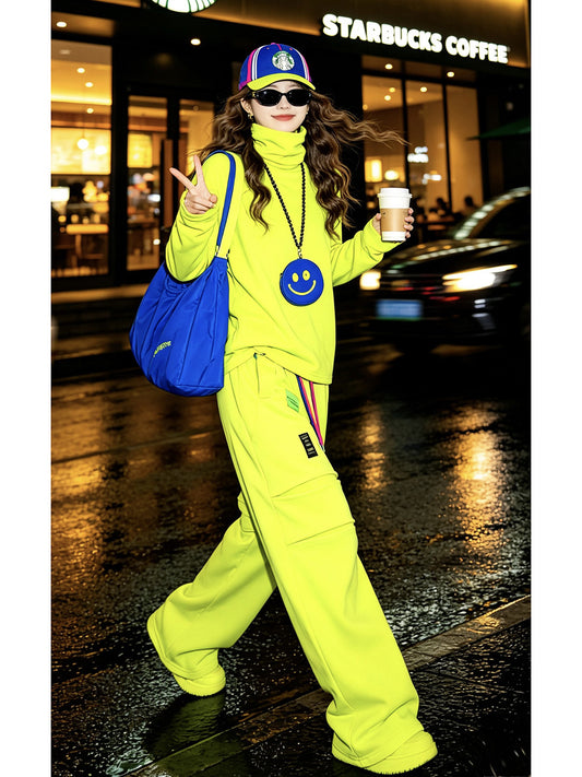 Neon Fleece-Lined Turtleneck Top　X3717