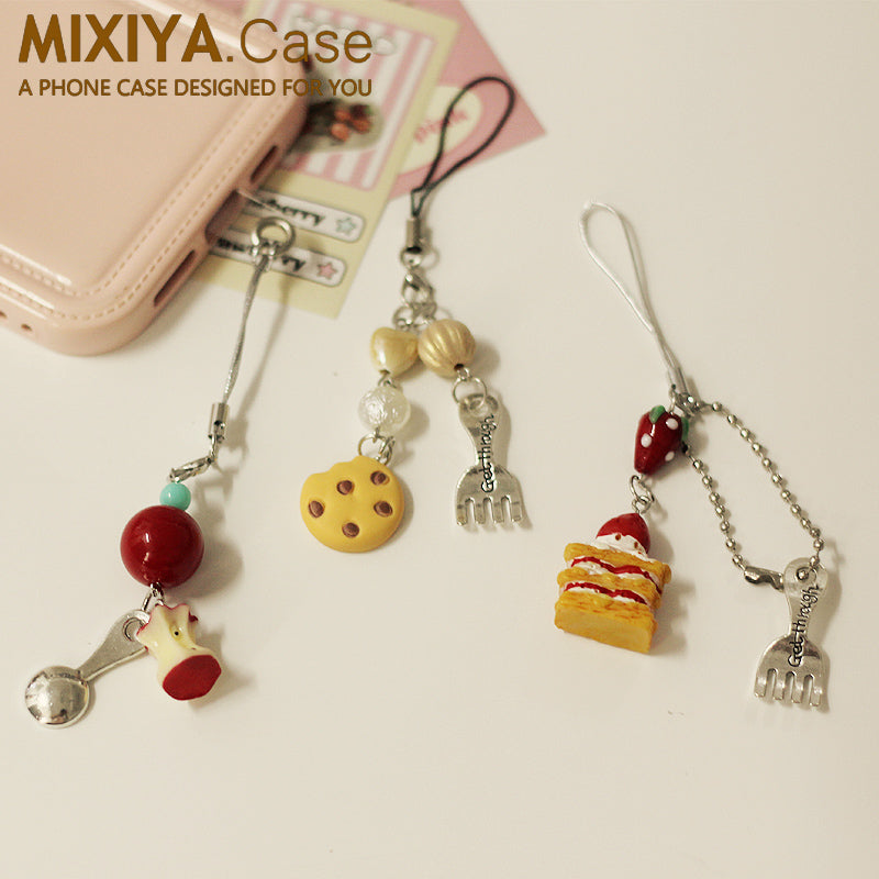 Cute dessert and fork  spoon pendant　X3069