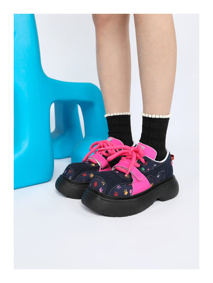 Graffiti Print Chunky Platform Lace-Up Shoes　X3477