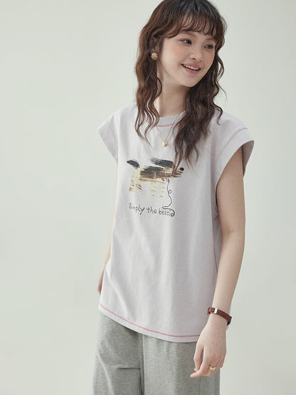 Puppy Print Sleeveless T-Shirt　X3232