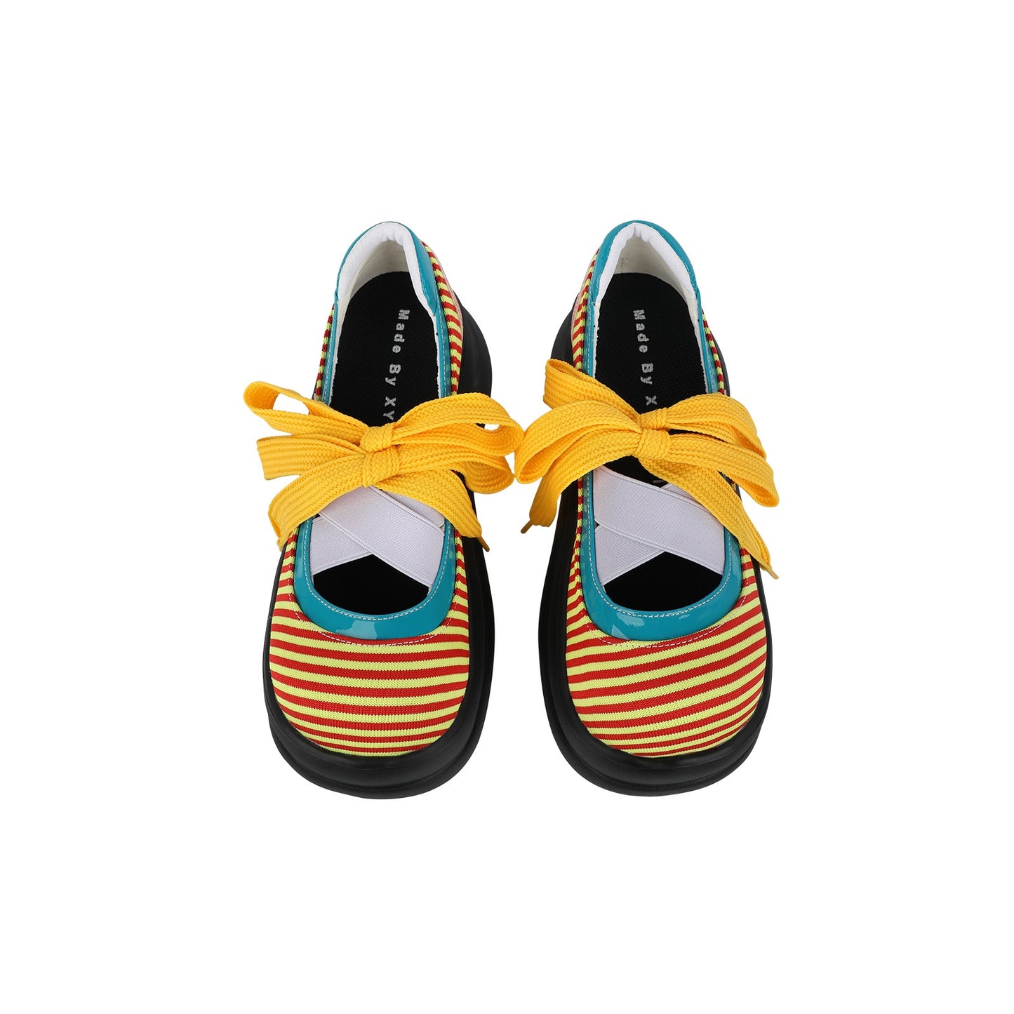 Colorblock Stripe Chunky Platform Lace-Up Shoes　X3481