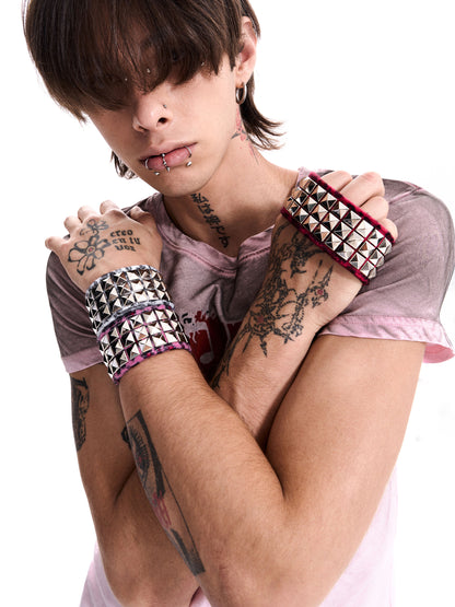 Leopard Fur Studded Wristband　X3692