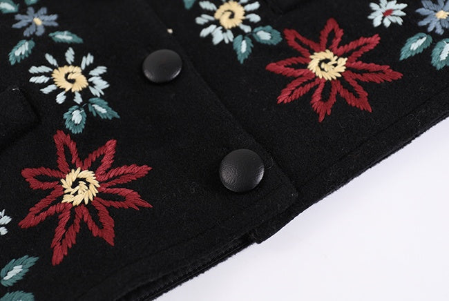 V-neck flowers embroidery vest X3209