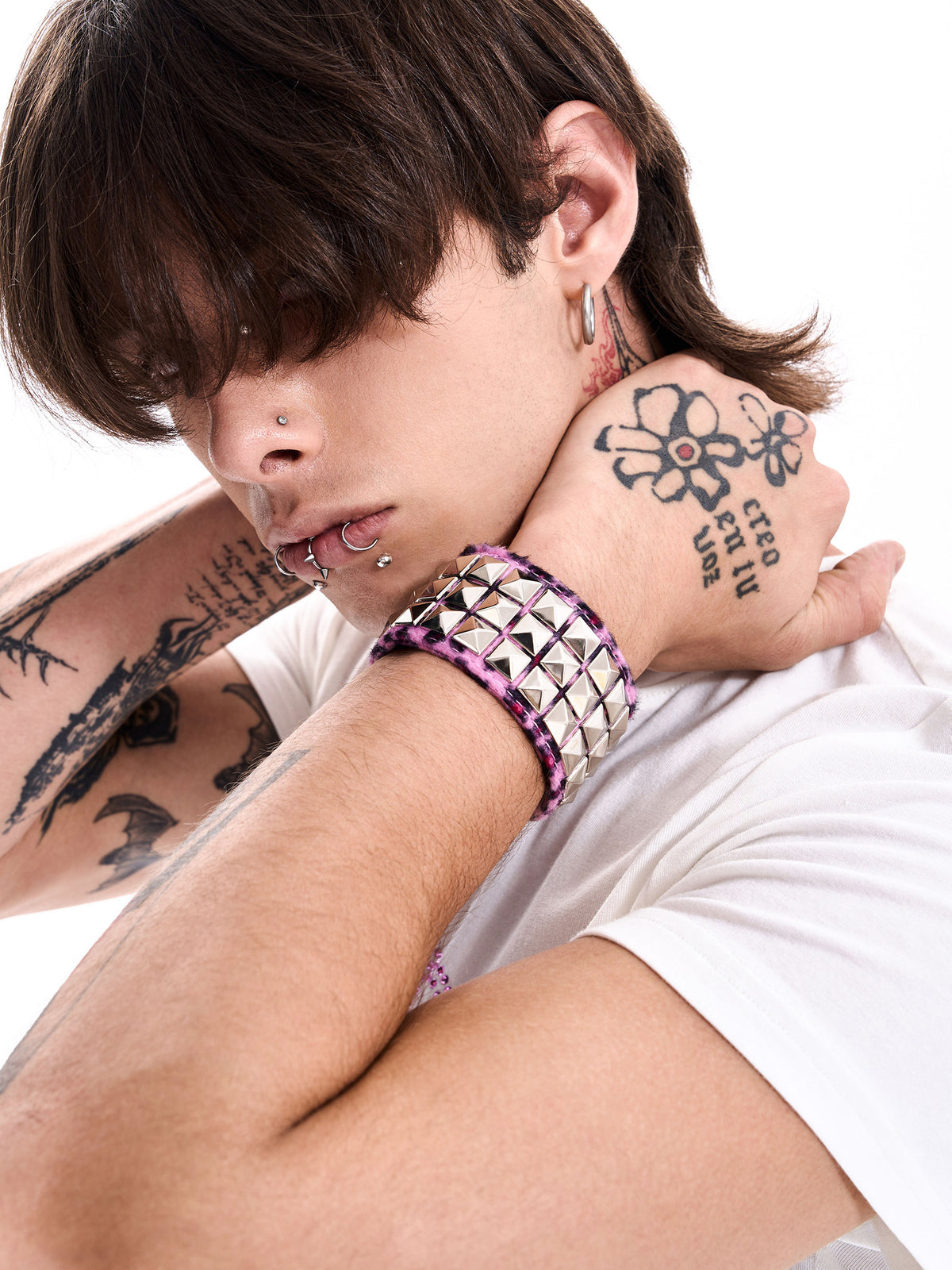 Leopard Fur Studded Wristband　X3692