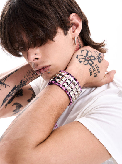 Leopard Fur Studded Wristband　X3692