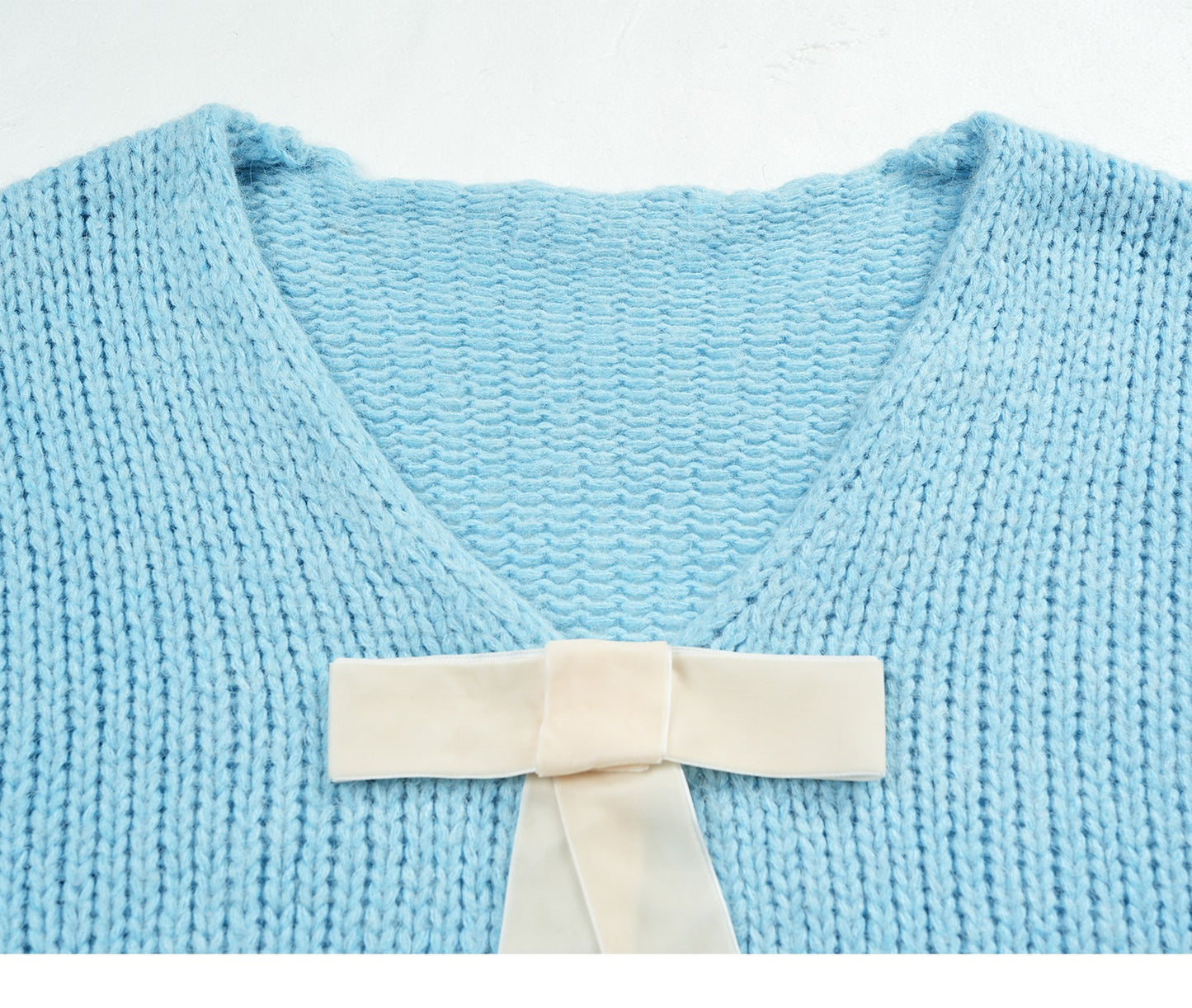 Soft Loose Knit Cardigan with Bow Decoration X3401