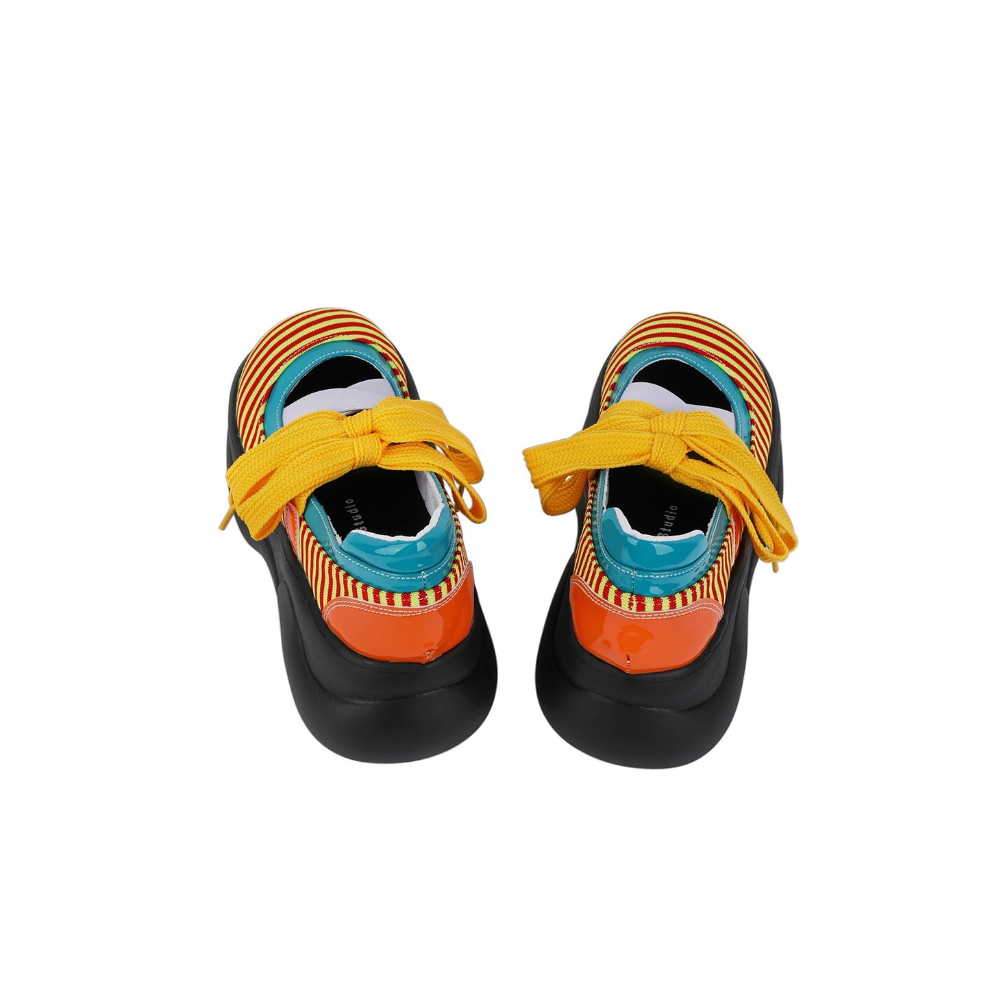 Colorblock Stripe Chunky Platform Lace-Up Shoes　X3481