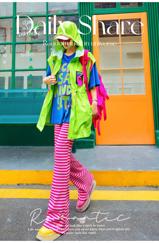 Dopamine Color Striped Straight Pants X3512