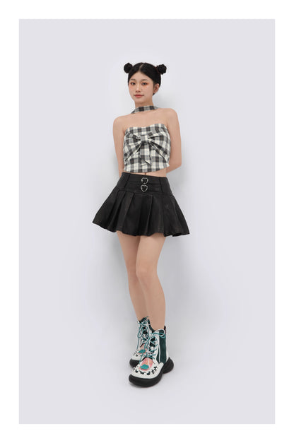 Colorblock Chunky Platform Lace-Up Mid Boots　X3483