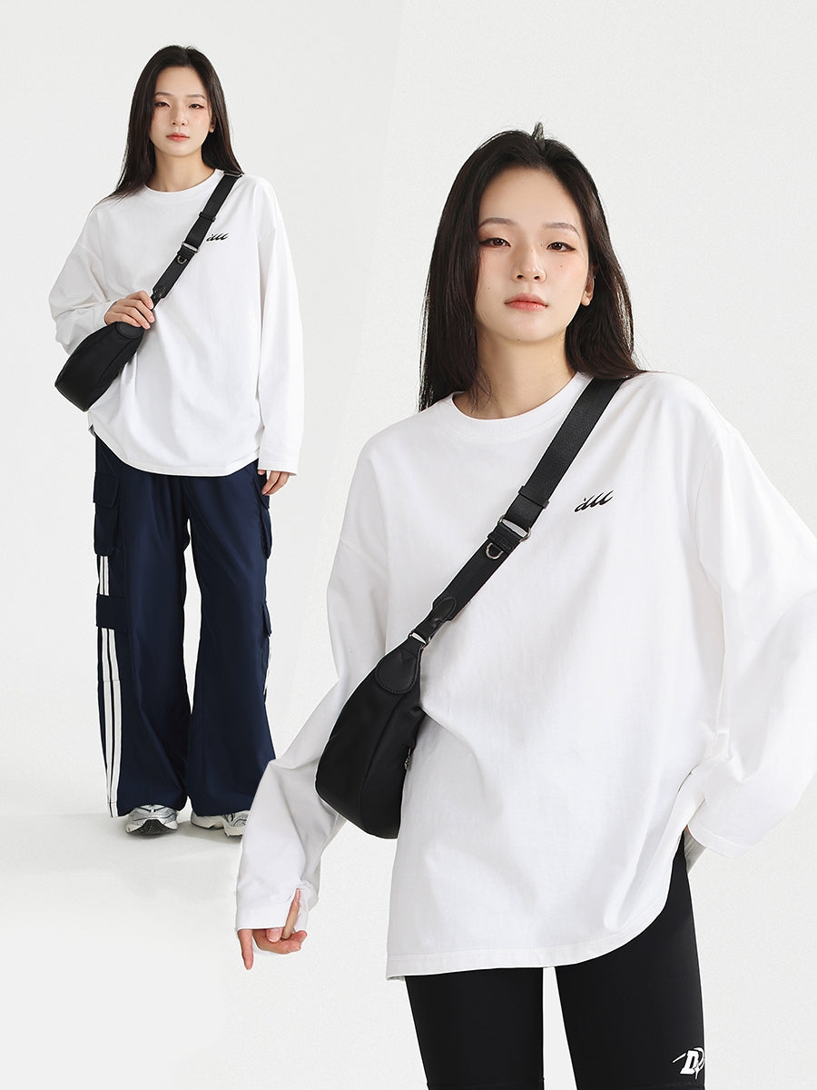 One-point design basic long sleeve t-shirt X3144