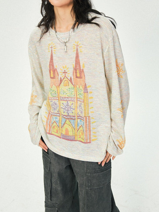 Castle Graffiti Long-Sleeved T-Shirt　X3049