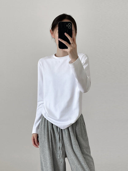 Simple crewneck long sleeved T-shirt　X3185