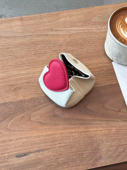 Heart Leather Mini Pouch　X3680