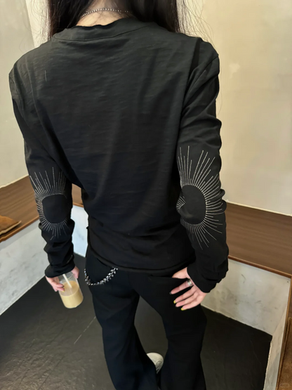 Bamboo henry collar long sleeve T-shirt X3034