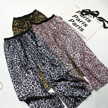 Pink Leopard Satin Wide Pants　X3416