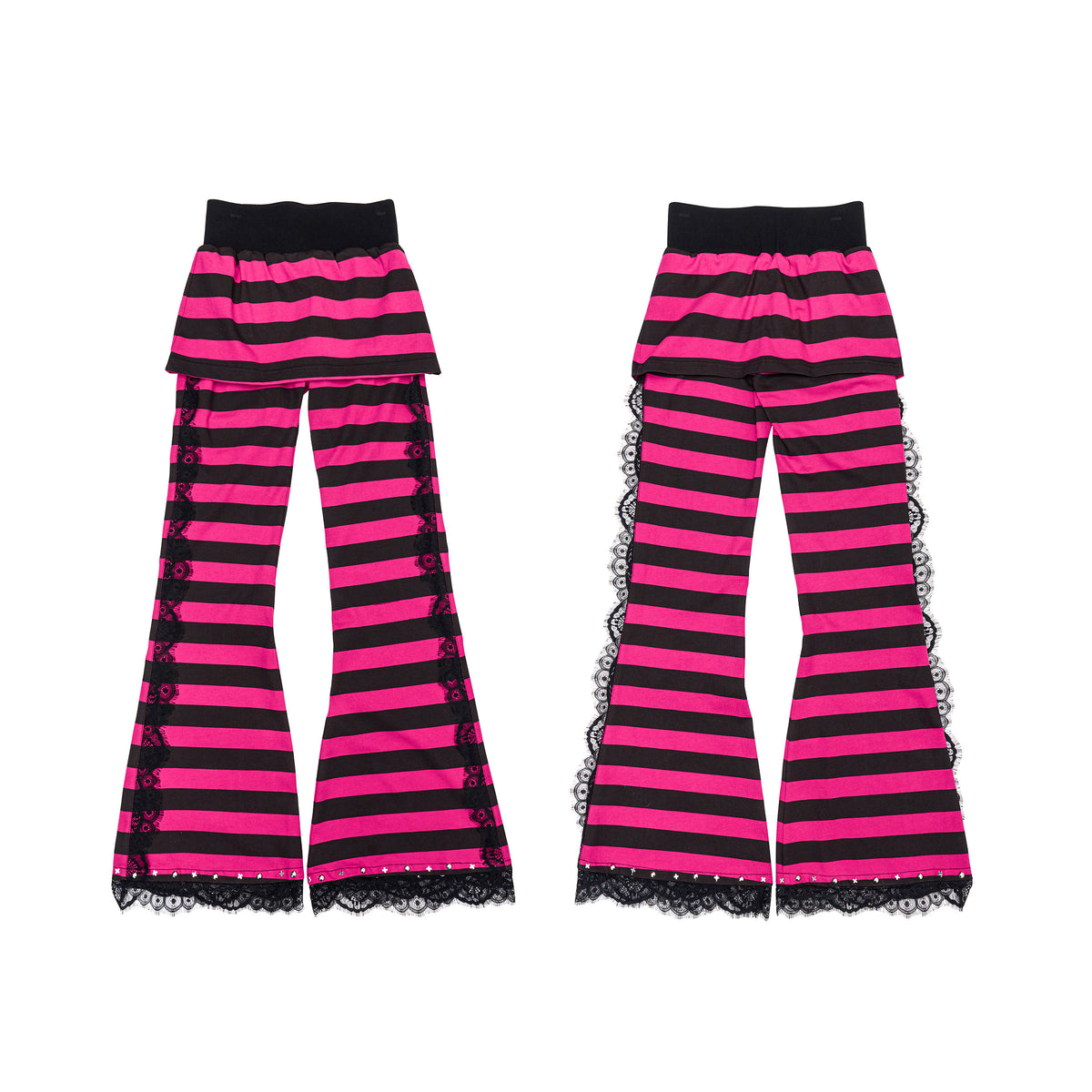 Striped Lace Flare Pants　X3691