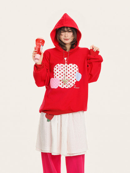 Apple Polka Dot Oversized Hoodie　X3664